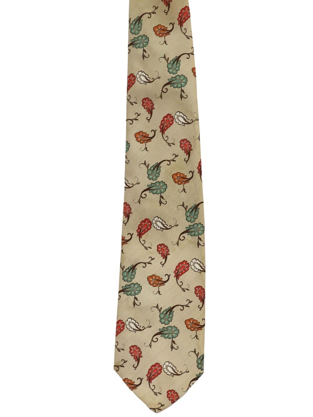Vintage 70s La Bella Collection Taupe Faux Paisley Polyester Wide Tie